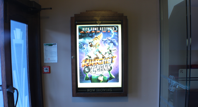 The movie poster I received in its light box at the front door!